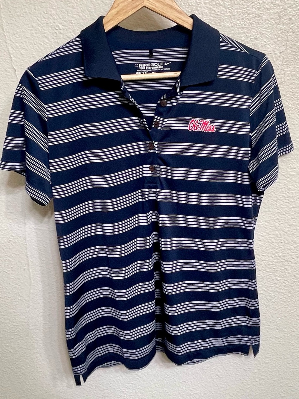 Ole Miss Rebels Nike Dri-Fit Polo Shirt Athletic Golf Preppy Men’s Large L Gym